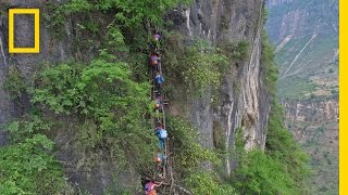 Would You Send Your Kid on a Deadly Climb to School Here It Happens  National Geographic [upl. by Sitto]