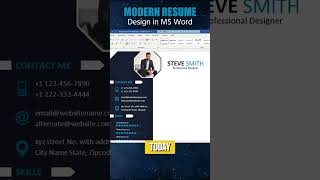 Modern Resume Design in Microsoft Word  Quick Preview  resume [upl. by Eelesor]