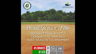 Goodlettsville TN LL 12U  5 Braves vs 1 As 05212024 [upl. by Putnem82]