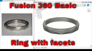 Fusion 360 Basic  Ring with angled faces explaining the geometry [upl. by Ynamrej]