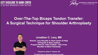 OverTheTop Biceps Tendon Transfer Management of the Long Head Biceps Tendon [upl. by Ahseinad]