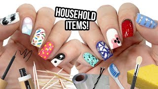 10 Nail Art Designs Using HOUSEHOLD ITEMS  The Ultimate Guide 8 [upl. by Zeiger]