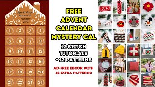 FREE Advent Calendar Mystery CAL  12 Stitches  12 Patterns Christmas GIFTS [upl. by Wenn]