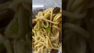 Beef noodles Beef and sauce are hidden underneath the noodles [upl. by Ruon]