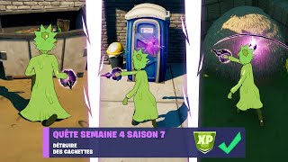 DÉTRUIRE DES CACHETTES  QUÊTE SEMAINE 4 SAISON 7 FORTNITE [upl. by Skelly445]