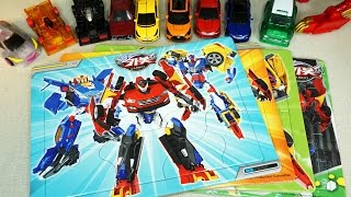 헬로카봇 가방퍼즐 4종과 터닝메카드 장난감 Hello Carbot Jigsaw Puzzle Turning Mecard Transforming car  퍼플토이박스 [upl. by Moskow]