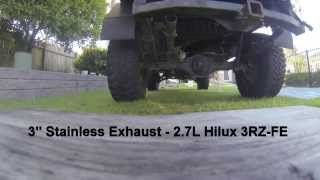 27L Hilux 3RZFE  3quot Stainless Exhaust vs Stock System [upl. by Hannis332]