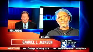 SAMUEL L JACKSON LAURENCE FISHBURNE KTLA LA reporter SAM RUBIN cant remember 2102014 [upl. by Davidoff280]