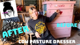 Kids Cow Pasture Dresser Makeover  HotMess Distressed [upl. by Etnuhs]