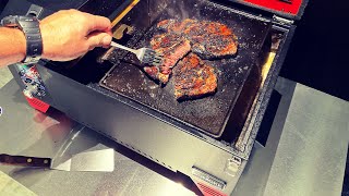 Cast Iron Seared Steak on a Pellet Grill  Asmoke AS350 Portable Pellet Grill  Awesome [upl. by Jaime989]