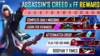 ASSASSIN CREED EVENT FREE REWARDS  ff new event today new ff event free fire new update ff event [upl. by Elrebma4]