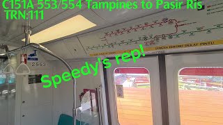 Strong echoey motorTheSpeedyTrainspotter rep C151A 553554 Tampines to Pasir Ris [upl. by Alliber]