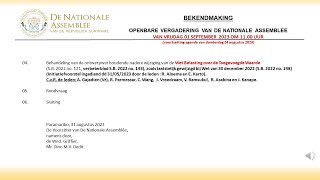 01 SEPTEMBER 2023  OPENBARE VERGADERING VAN DE NATIONALE ASSEMBLEE [upl. by Duke646]