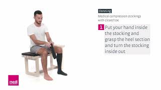 Donning mediven for Men Medical Compression Stockings Closed Toe [upl. by Mccowyn]