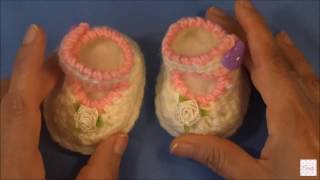 Zapatitos para bebes de 03 mesesNewborn baby crochet shoes [upl. by Vale]