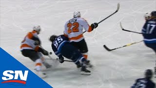 Jets Perreault Gets Drilled By Weise With OpenIce Hit [upl. by Annaor]