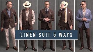 5 Ways To Wear A Linen Suit  How To Wear A Brown Linen Suit [upl. by Akima]