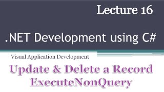 Lecture 16 Database Programing using Net Update and Delete a Record ExecuteNonQuery UrduHindi [upl. by Artima]