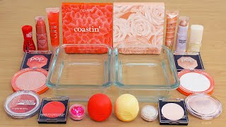 Coral vs Beige  Coloring Slime ASMR with Makeup and Eyeshadow [upl. by Kelson691]