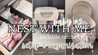 NEW BEDSIDE NURSERY  setup amp organization  nest with me while I prep for baby 2 [upl. by Llenart]