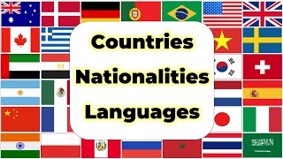 Countries Nationalities amp Languages in English  English Vocabulary [upl. by Hermia248]