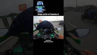 Kawasaki Ninja zx10r vs Yamaha r1 drag race challenge shorts zx10r viral [upl. by Airotciv]