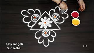 2 easy amp simple Triangle kolam designs  Latest daily rangoli  Beautiful muggulu [upl. by Wehtta]