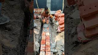 Red brick wall making process  10 inch brick wall making shorts construction redbrick [upl. by Cele]