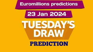 Euromillions prediction for today 23 Jan 2024  euromillions live tonight prediction [upl. by Alta465]