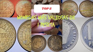 ALERTA COLECCIÓNISTAS Top 5 monedas mas VALIOSAS de 1 PESETA de España [upl. by Benny]