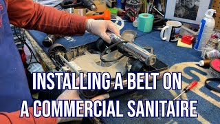 How to Change a Belt on a Sanitaire Commercial Vacuum Cleaner [upl. by Ahsiemac562]