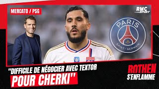 Mercato  PSG  “Difficile de négocier avec Textor pour Cherki” explique Rothen [upl. by Nylloc825]