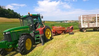 HAY BALER BREAKDOWN Baling Hay With Two Small Square Balers 2023 Hay Season [upl. by Legnalos]