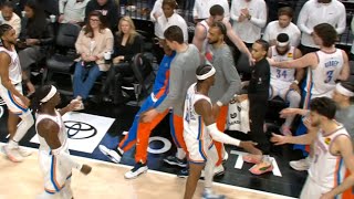 Bismack Biyombo collapses to the floor on OKC bench during a timeout [upl. by Hluchy683]