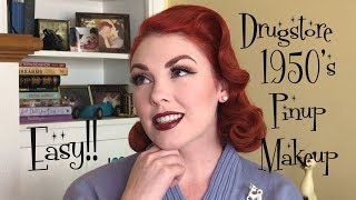 DRUGSTORE 1950s Pinup Makeup [upl. by Eneluqcaj476]