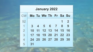 January 2022 Calendar [upl. by Auvil]