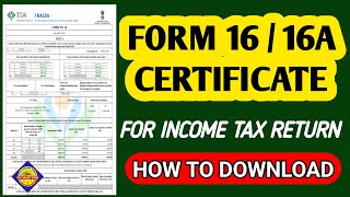 Form 16 16A Download Online  How to Download Form16 amp 16A  ITR Filing  Form 16  16A Generate [upl. by Okiron]