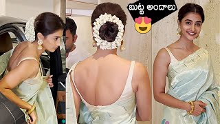 Pooja Hegde Latest Stunning Looks In Saree  Pooja Hegde Latest Video  News Buzz [upl. by Ocirled]