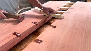 Making An Extremely Big Table from Monolithic amp Rare Hardwood  Dining Table Created With Redwood [upl. by Damal]