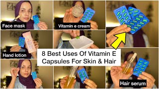 Benefits And Uses Of Vitamin E Oil For Skin amp Hair✨ How to use vitamin E capsules for skin and hair [upl. by Bultman677]