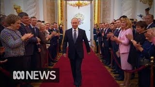 Vladimir Putins long long long walk to his inauguration 2018  ABC News [upl. by Odella479]