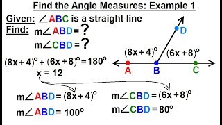 Geometry  Ch 1 Basic Concepts 20 of 49 Find the Angle Measures Example 1 [upl. by Lottie28]