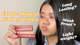 Etude Fixing Tint  Review Swatches and Comparison for Shades 04 06 07 08 [upl. by Groscr]