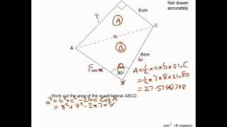 GCSE Maths Revision Exam paper practice Cosine rule and area of any triangle [upl. by Divd686]