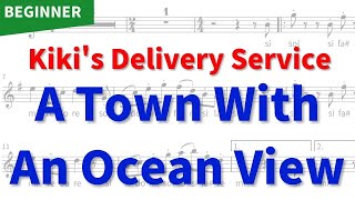 Kikis Delivery Service  A Town With An Ocean View  sheet music  Piano KARAOKE [upl. by Airrehs]