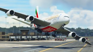 AIRBUS A380 EMIRATES Landing at Liberty Airport NEW YORK [upl. by Starla]