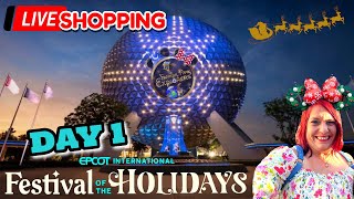 LIVE EPCOT FESTIVAL OF THE HOLIDAYS Day 1 Shopping [upl. by Atekahs]