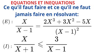 EQUATIONS ET INEQUATIONS LIANT DEUX FRACTIONS RATIONNELLES [upl. by Graehme103]