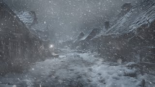 Blizzard Thunderstorm Sounds at the Deserted Village  Winter Ambience amp Howling Wind [upl. by Ernald]