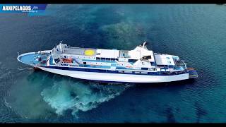 IONIS Passenger Ship Arrival at Kythira Island Greece Aerial Drone Video [upl. by Raquel]